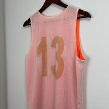 メンズ レディース 袖なし タンクトップ スポーツ ウェア ビブス バスケットボール オレンジ ホワイト リバーシブル ナンバー13 メッシュ_画像9
