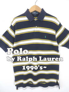 90s～ ポロバイラルフローレン ★ ボーダー 半袖 ポロシャツ M ★ Polo by Ralph Lauren オールド アメリカ USA 古着 メンズ レディース