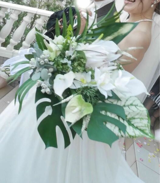 結婚式用　ブーケ　ブートニア　造花　南国風