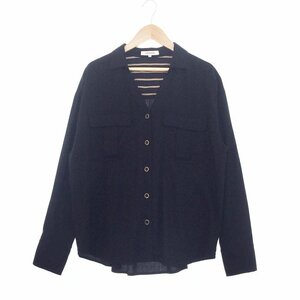 ★美品 LOVELESS ラブレス 長袖 ノーカラー シャツジャケット レディース36 ブラック カーディガン アウター 62M78-212-09 1BA/87814