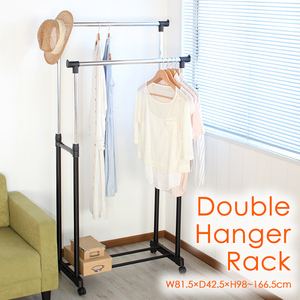  pipe hanger 2 step hanger rack with casters . pipe hanger rack Western-style clothes .. high capacity clothes storage TKM-7339WH