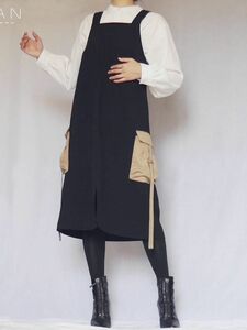 【ハンドメイド品】ポケット付きサロペットスカート【未使用】