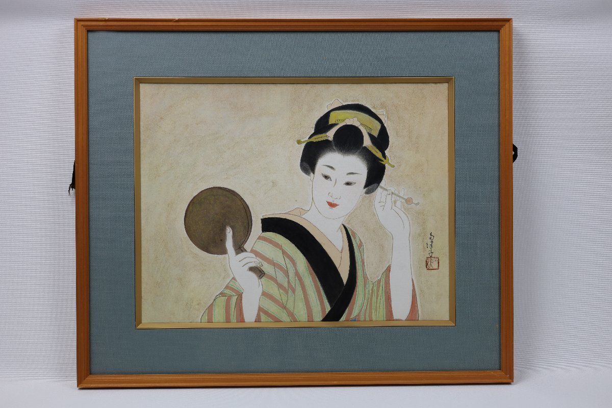 美人画 日本画 作者不明 人物画 絵画 直筆サイン入り 落款入 | JChere