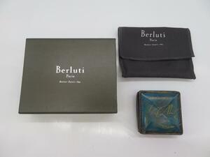 BFE17* Berluti /Berlutikali graph .kaya coin case change purse . blue box storage bag 