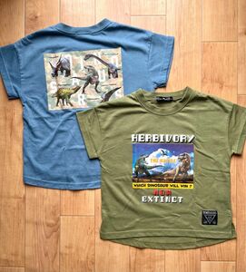 ブルーマート 恐竜プリント 半袖Tシャツ2枚セット 120センチと130センチ キッズ トップス