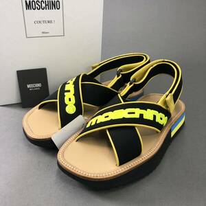 ◯3f9《新品》MOSCHINO モスキーノ クリスクロスサンダル シャワーサンダル *ロゴバンド/シャークトゥースソール* 40 25cm相当 メンズ