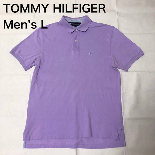 【送料無料】TOMMY HILFIGER半袖ポロシャツ紫　メンズLサイズ　トミーヒルフィガーパープル