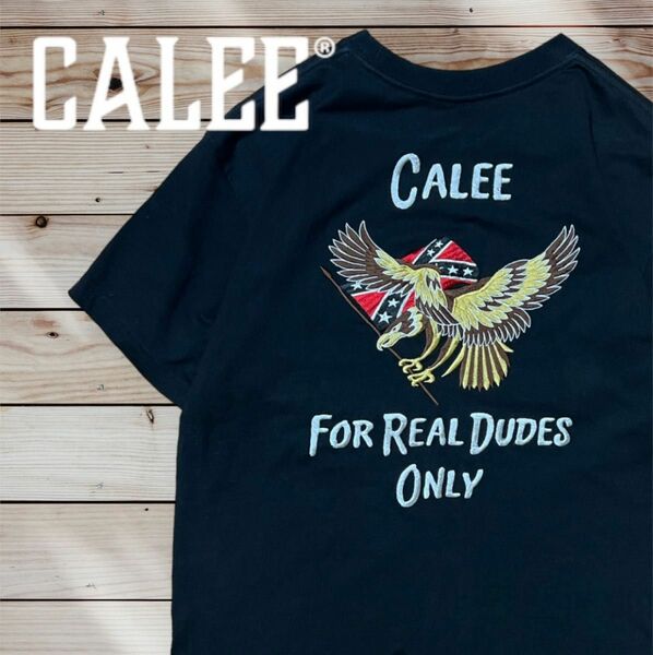 CALEE キャリー eagle 刺繍 ポケットTシャツ