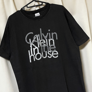 Lサイズ USA製 ビンテージ Calvin Klein カルバンクライン ロゴプリント Tシャツ 黒 ブラック アメリカ製 00s Y2K 90s レア 希少 古着