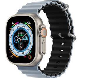 【高品質】Apple Watch 38/40/41/42/44/45/49mm対応 バンド ストラップ ダークブルー/ブラック Series Ultra 8 7 6 5 4 SE ダイビング