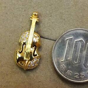 レア!【バイオリン】【K18】バッヂ・ピンブローチ・消費税・送料込み・ダイヤ0.13c・2.5g・新品