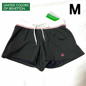 【新品】BENETTON ベネトン ワンポイント刺繍 ショートパンツ ボードショーツ ラッシュパンツ ブラック 黒 M