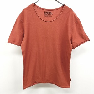 クリフメイヤー KRIFF MAYER Tシャツ 半袖 Uネック ストレッチ センターシーム 無地 カットオフ 綿×ポリウレタン M ヘザーブラウン メンズ