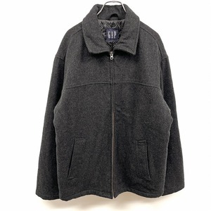 ギャップ GAP ブルゾン ステンカラージャケット 長袖 中綿 メルトン ウール×ナイロン×指定外繊維 M メランジ チャコールグレー メンズ