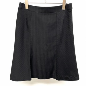  Kumikyoku KUMIKYOKU skirt thin lining attaching pinstripe knee height polyester × rayon × polyurethane 2 black black × white lady's 
