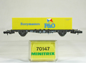 MINITRIX #70147 ＮＳ （オランダ国鉄） Lgjs323型コンテナ専用貨車 Ｐ ＆ Ｏ Ferrymasterコンテナ搭載　（限定品）