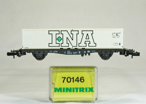 MINITRIX #70146 ＤＢ（旧西ドイツ国鉄） Lgjs598型コンテナ専用貨車 ＩＮＡ広告コンテナ搭載　（限定品）