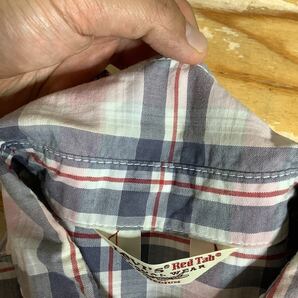 の1171 Levi's Red Tab リーバイス レッドタブ チェック 半袖シャツ M ボタンダウンシャツ ライトピンク系の画像6