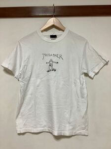 に1156 THRASHER スラッシャー GONZ ART ゴンズアートプリントTシャツ 半袖Tシャツ S ホワイト ストリート ユニセックス