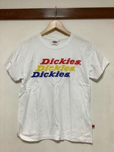 に1198 Dickies ディッキーズ 3連プリント 半袖Tシャツ L ホワイト レディース