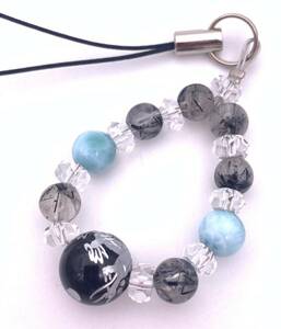  natural stone onyx silver carving blue dragon &lalima-& black rutile quartz ( black needle crystal ). strap 