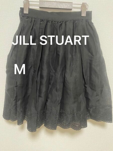 【最終値下げ】 10 ジルスチュアート JILL STUART ミニスカート フレア 刺繍 黒 M レディース　花柄