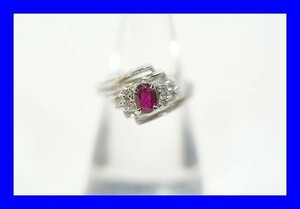 ○新品同様 プラチナ Pt900 ルビー 0.36ct ダイヤ 0.11ct 指輪リング 5g RDO4