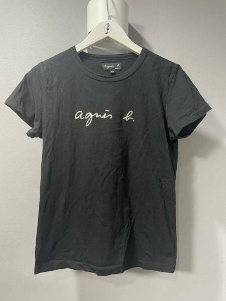 アニエスベーagnes b.半袖Tシャツカットソーロゴ黒ブラックトップス