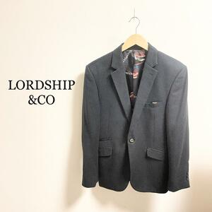 【美品】LORDSHIP&CO ドット デザイン テーラードジャケット メンズ ドットデザイン 美シルエット 裏地 Lサイズ お洒落