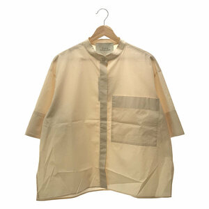 【美品】 Studio Nicholson / スタジオニコルソン | 2022SS | POWDER COTTON CROPPED ESSENTIAL SHIRT コットン スタンドカラー 半袖 シャ