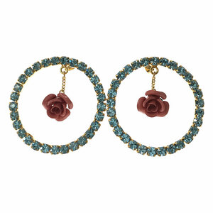 [ beautiful goods ] PAMEO POSE /pameo Poe z| rose motif biju- hoop earrings both ear for box attaching | Gold / blue 