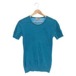 JOHN SMEDLEY / John Smedley |si- Islay ndo cotton high gauge short sleeves knitted | S | blue 