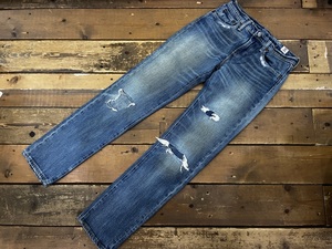 LEVI'S リーバイス 511 スリムフィット W28 L32 ホワイトオーク コーンデニム ダメージ リペア加工 USED