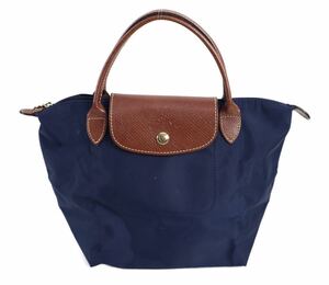 LONGCHAMP ロンシャン ル プリアージュ ミニ トートバッグ ハンドバッグ Sサイズ ナイロン ネイビー ブラウン 折り畳み コンパクト