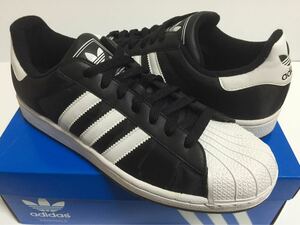 美品 名作 adidas superstar アディダス スーパースター ブラック 黒 × 白 us 9 / 27 ㎝ 箱付き