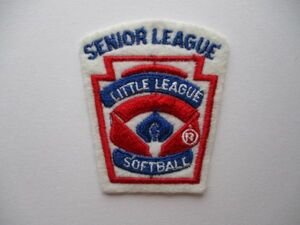 80s リトルリーグLITTLE LEAGUE SOFTBALL『SENIOR LEAGUE』ワッペン/少女PATCH軟式ソフトボール少年 野球パッチMLB野球アップリケ V194