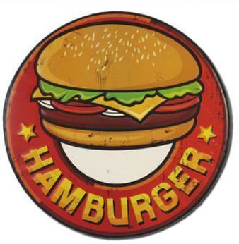Tout neuf ◇ Enseigne d'objet à suspendre au mur, article alimentaire de style vintage américain (hamburger), Articles faits à la main, intérieur, marchandises diverses, ornement, objet