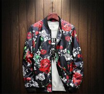 新品$ メンズ ジャケット 御洒落 スカジャン カジュアル アウター トップス ジャンパー 花柄 大きいサイズ レッド M~5XL_画像1