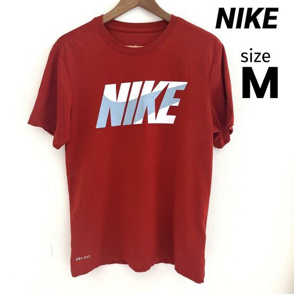 NIKE Tシャツ DRI-FIT オレンジカラー デカロゴ M