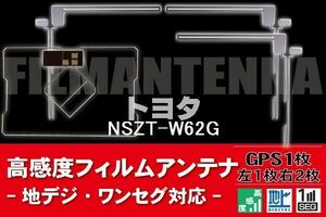 地デジ ワンセグ フルセグ GPS一体型フィルム & L字型フィルム セット トヨタ TOYOTA 用 NSZT-W62G 対応 フロントガラス