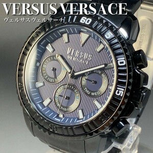 ★ Итальянский бренд ★ Новая мгновенная доставка Black &amp; Blue Dial Versarce против хронографа Quartz Men's Watch Present WW200152Y