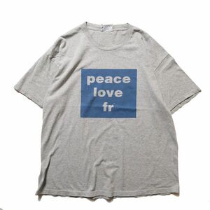 90's USA製 リー Lee ピース ラブ プリント クルーネック コットン Tシャツ 半袖 (XL) 霜降り灰 90年代 アメリカ製 旧タグ オールド