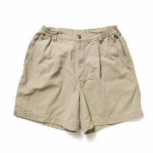 90's LLビーン 1タック コットンキャンバス ショーツ (32) カーキ系 ダック ショートパンツ 90年代 旧タグ オールド LLBEAN