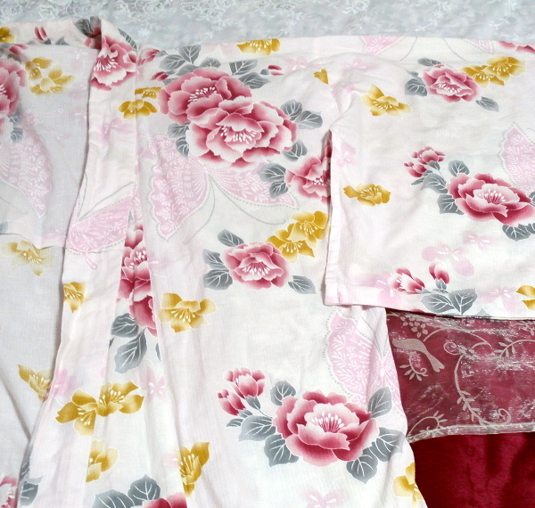 Kimono de vêtements japonais yukata yukata à motif floral rose, Yukata, Yukata (simple), autres