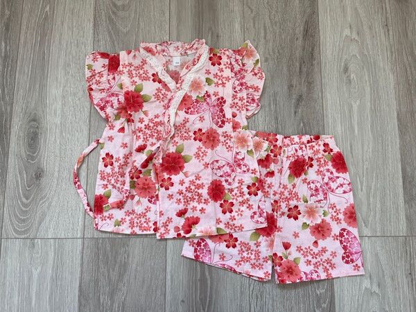 甚平 花柄 レース 90サイズ