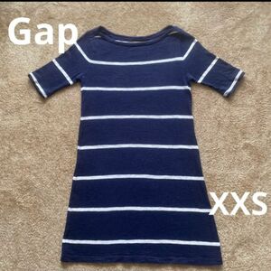 GAP ボーダーTシャツ丈長め　レディース 　ギャップXXS ネイビー