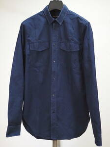 BALMAIN Balmain 14SS damage processing work shirt 38 navy blue France made oli vi e*ru Stan 