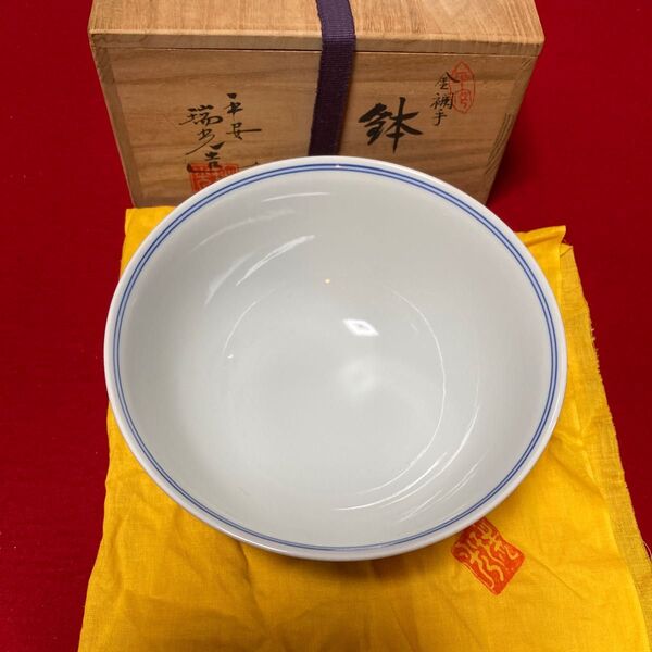 茶道具 京焼 菓子鉢 金襴手鉢 三代瑞光造 共箱 建仁寺管長 竹田益州卒寿直書 花押