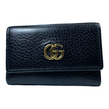 GUCCI グッチ 456118 キーケース 6連 GGマーモント ダブルG レザー ブラック ゴールド金具_画像1