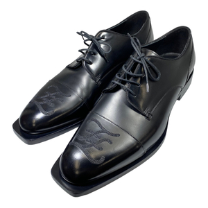 FENDI フェンディ 7L1263 靴 シューズ ビジネスシューズ 革靴 ロゴ レザー ブラック 黒 [サイズ 10 (約29cm)]